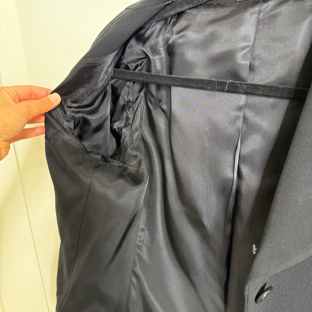 Ellen Tracy Long Sleeve Split Cuff Button Down Blazer Black Size 6 PTP: 19” - Picture 13 of 16